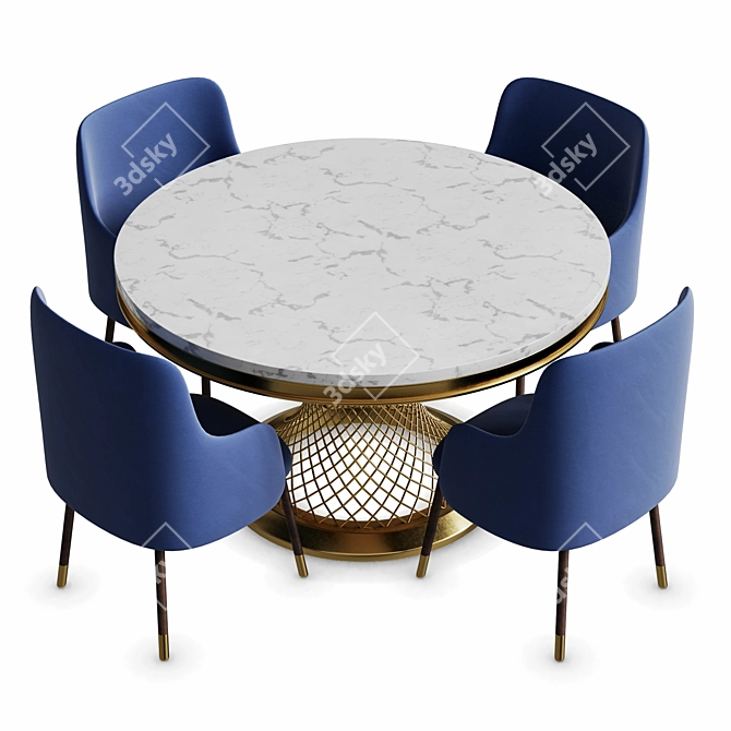 Golden Marble Dining Table 3D model image 1