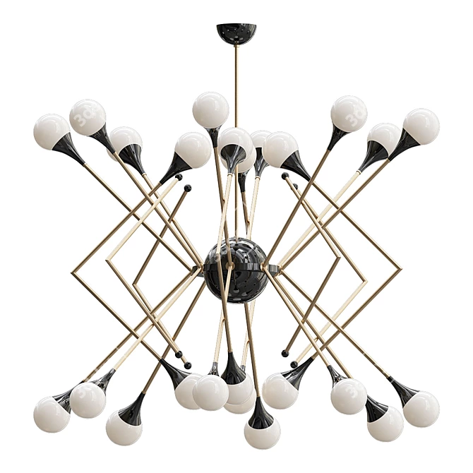 Elegant Murano Glass Chandelier 3D model image 1