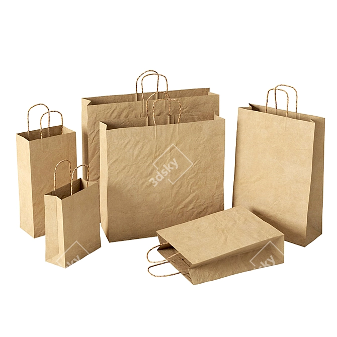 MeshSmooth Paper Bags Set 3D model image 2