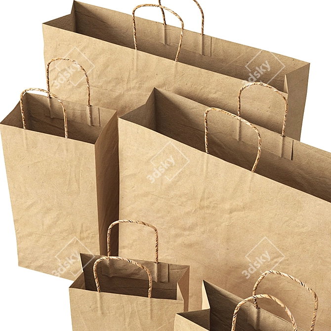 MeshSmooth Paper Bags Set 3D model image 4