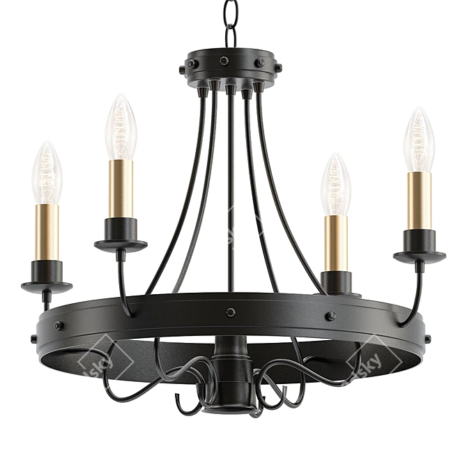 Gleaming Five-Light Chandelier 3D model image 1