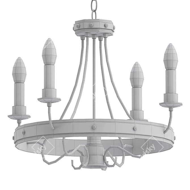 Gleaming Five-Light Chandelier 3D model image 2