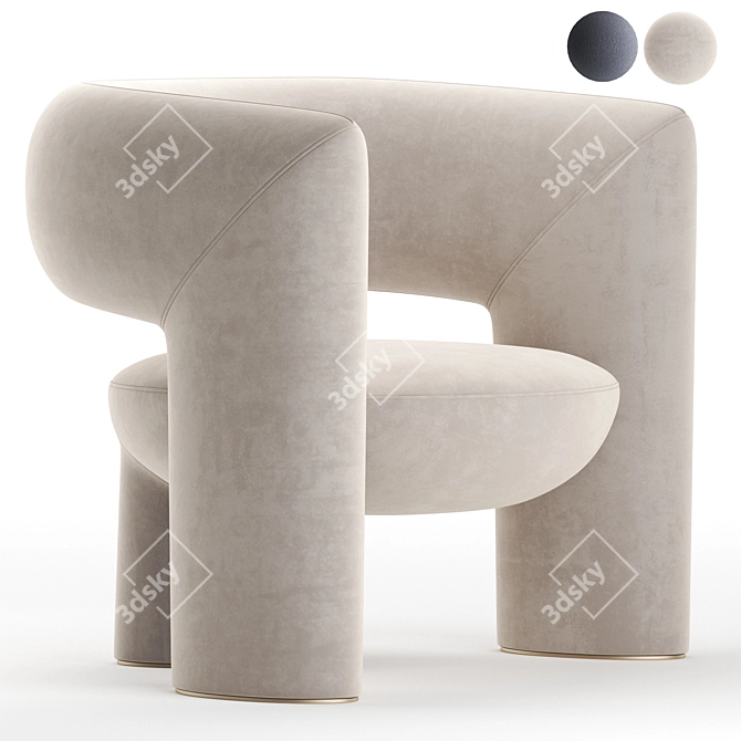 Elegant Via del Corso Armchair 3D model image 6