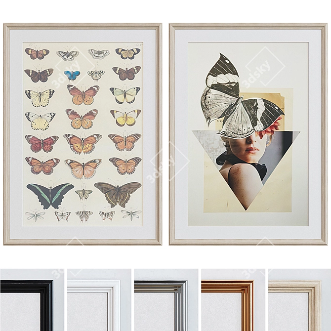 Butterfly Frame Set 330 - Modern Style with Classic Profile - 5 Colors - 70x50 Size 3D model image 1