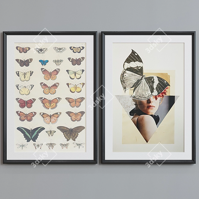 Butterfly Frame Set 330 - Modern Style with Classic Profile - 5 Colors - 70x50 Size 3D model image 3