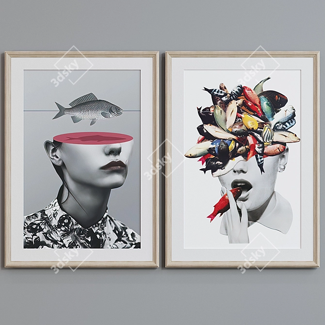 Abstract Portrait Collage Picture Frame Set 3D model image 5