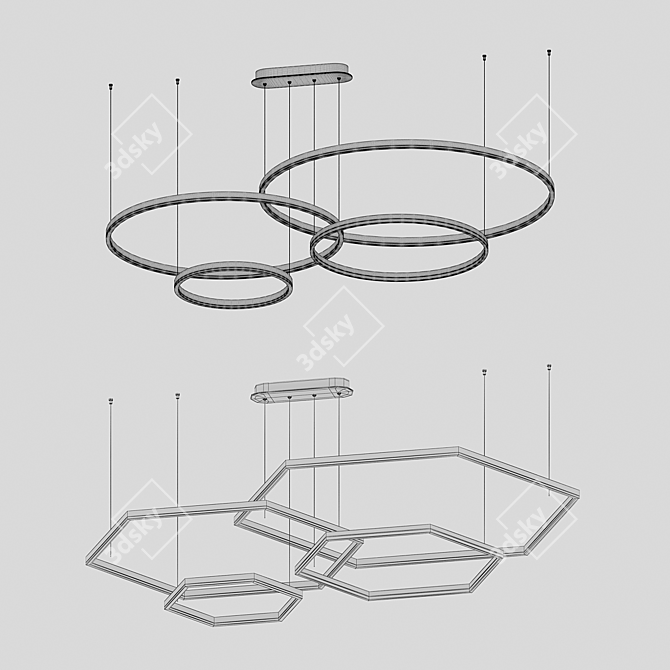 Black Metal Acrylic LED Suspension Thor 3D model image 2