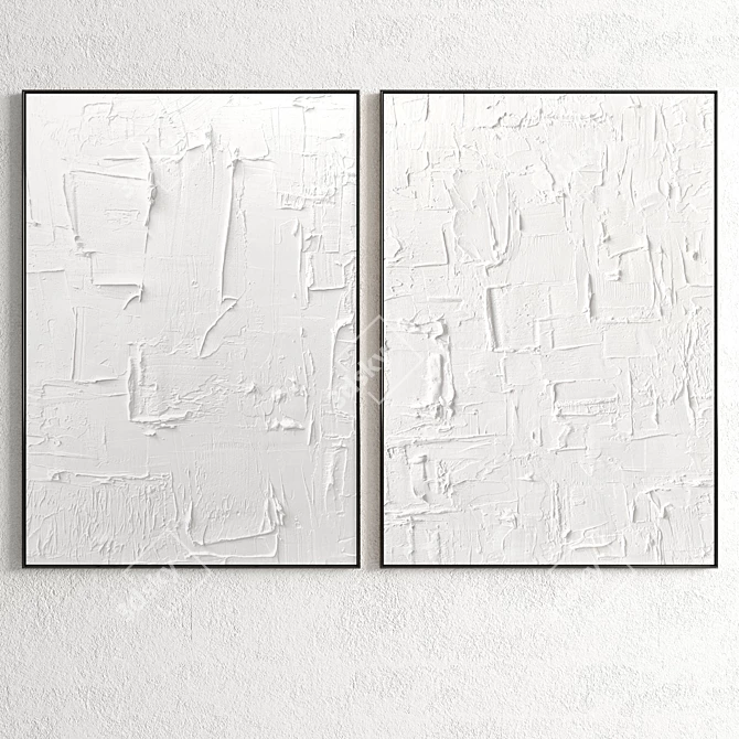 Elegant Plaster Dual Photo Frame 3D model image 2