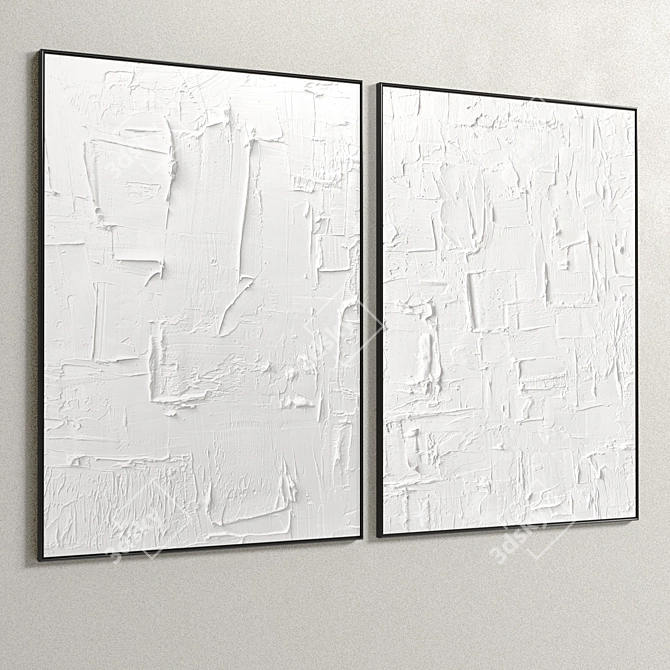 Elegant Plaster Dual Photo Frame 3D model image 4