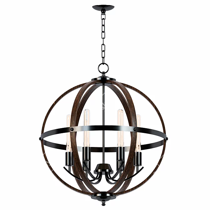 Wide Dark Bronze Orb Chandelier 3D model image 2