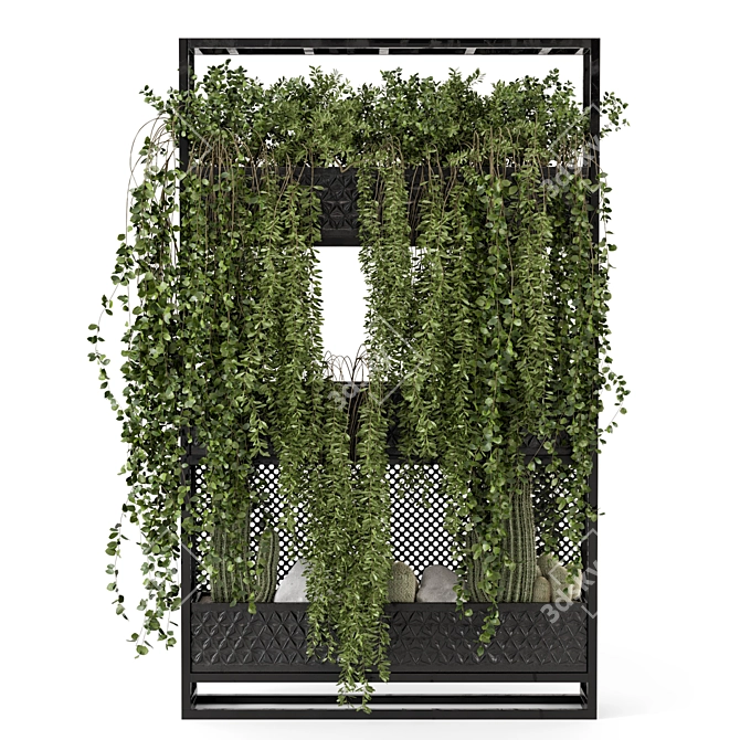 Modern Metal Stand with Hanging Indoor Plants 3D model image 5