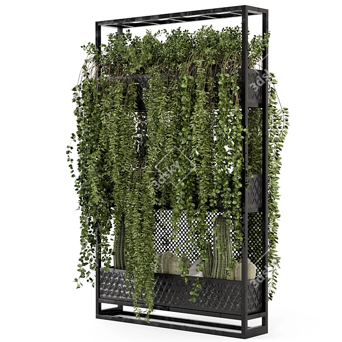 Modern Metal Stand with Hanging Indoor Plants 3D model image 6