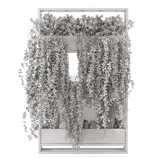 Modern Metal Stand with Hanging Indoor Plants 3D model image 7