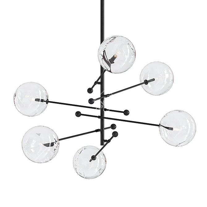 Sleek Black Globe Pendant Light 3D model image 1