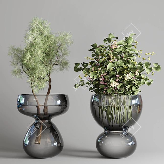 Glass Vase Bouquet Collection 3D model image 2