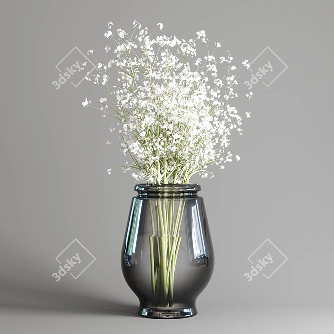 Glass Vase Bouquet Collection 3D model image 4