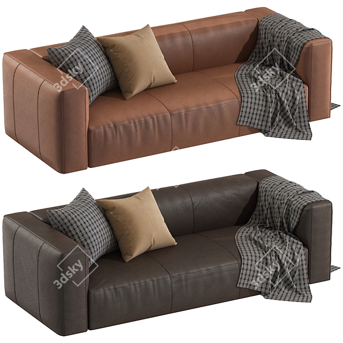 Elegant Mateo Leather Sofa 3D model image 1