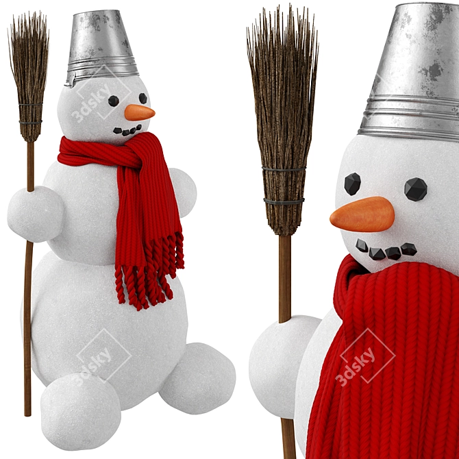 Charming Snowman Figurine 3D model image 1