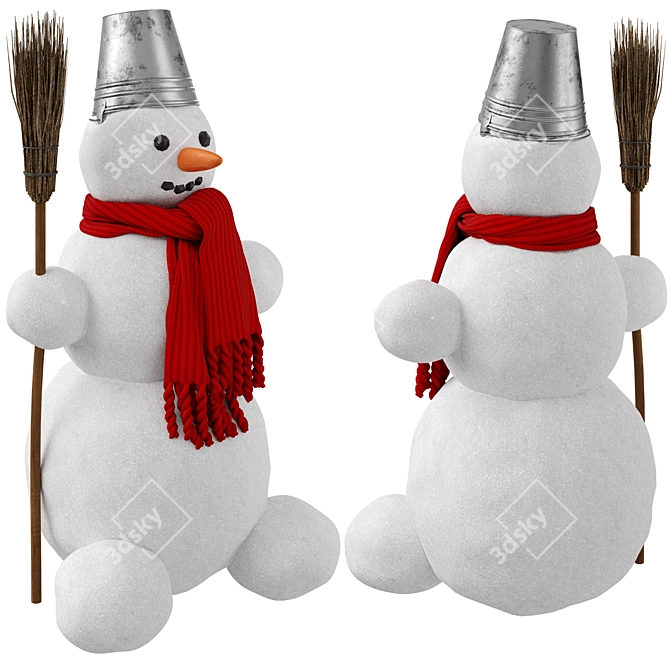 Charming Snowman Figurine 3D model image 3