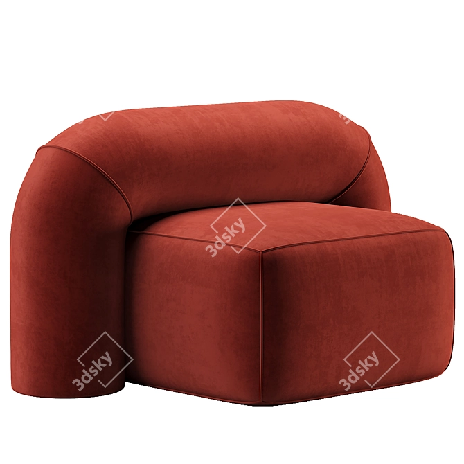 Modern Minimal Moss Armchair 3D model image 2