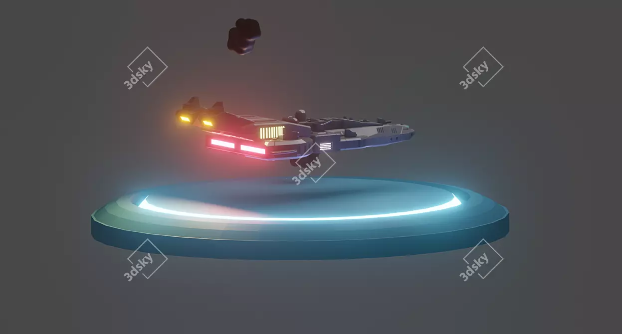 Animated Spaceship Stand: Futuristic Interior Décor 3D model image 2