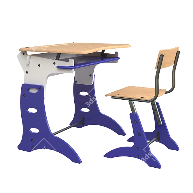 ErgoDesk: Ideal School Desk & Chair 3D model image 8