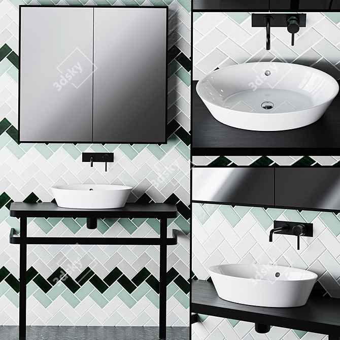 Stylish Bathroom Set: Velis Sink & Subway Tile 3D model image 1