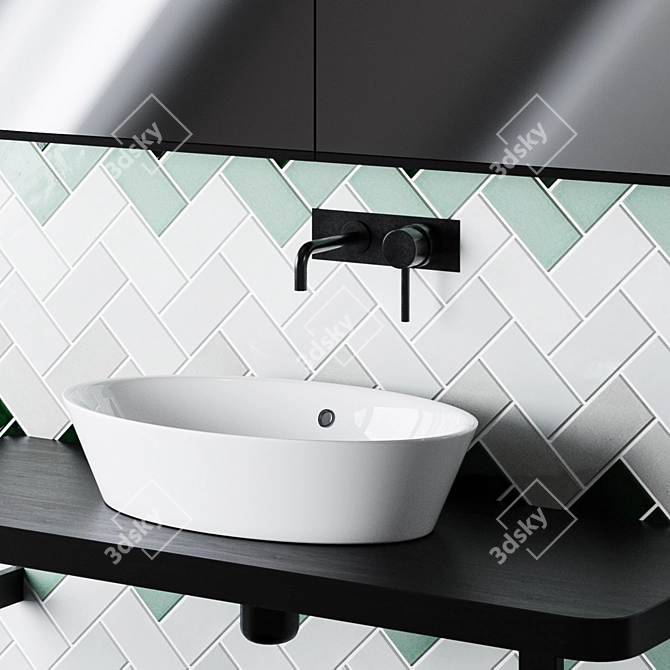 Stylish Bathroom Set: Velis Sink & Subway Tile 3D model image 3