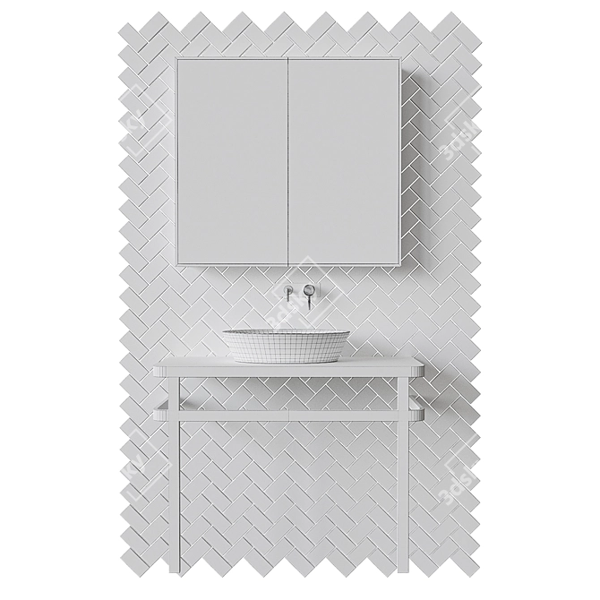 Stylish Bathroom Set: Velis Sink & Subway Tile 3D model image 4