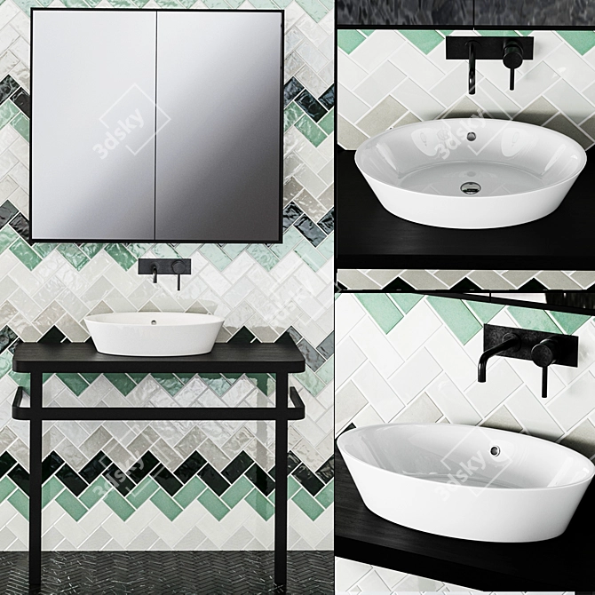 Stylish Bathroom Set: Velis Sink & Subway Tile 3D model image 6