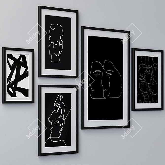 Elegant Wall Paintings Set 3D model image 2