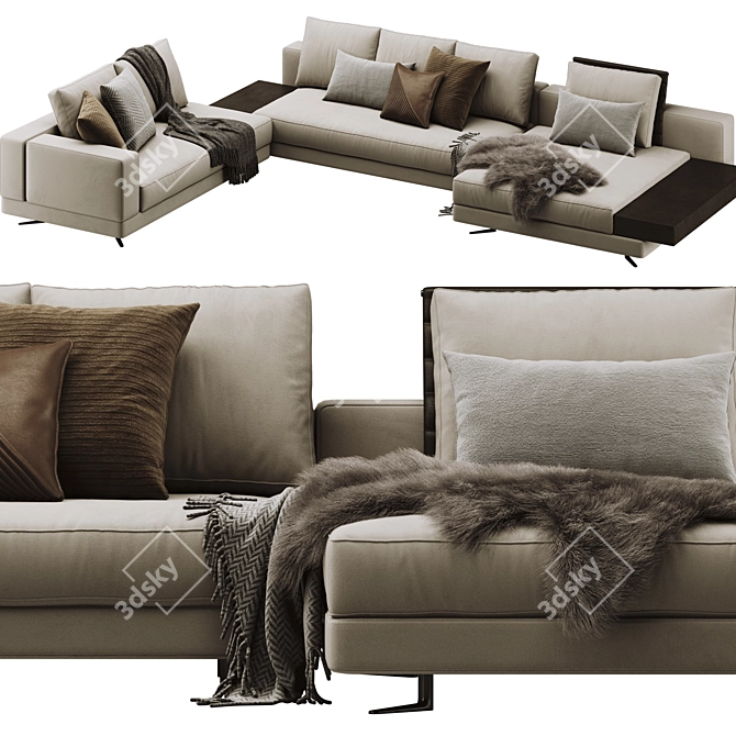 Modern Minotti White Sofa 3D model image 2