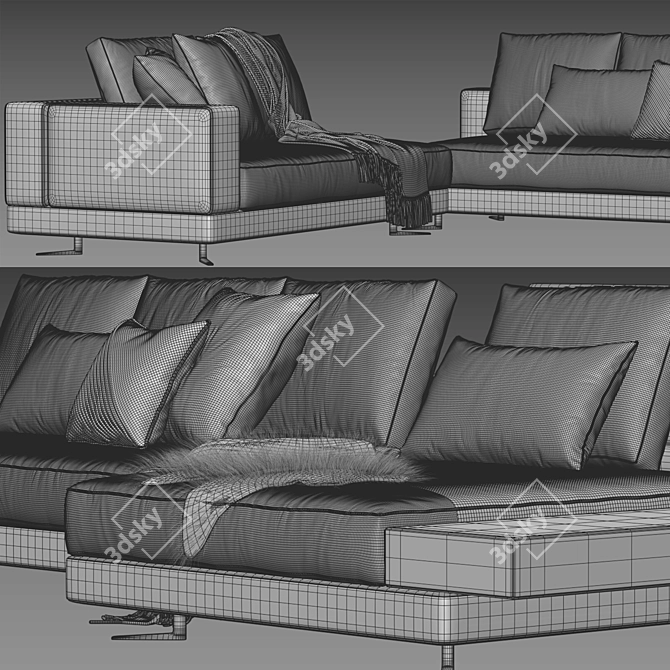 Modern Minotti White Sofa 3D model image 3