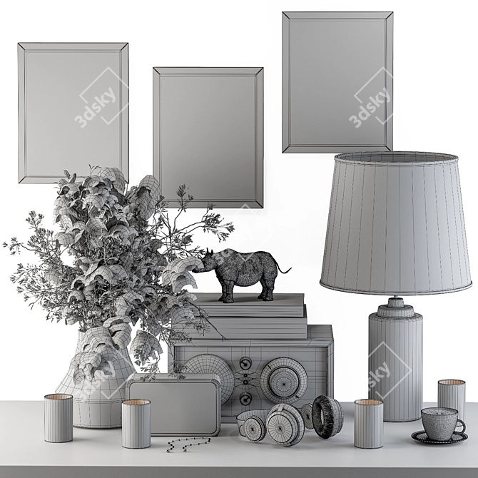 Melody in Bloom: Decorative Set with Dried Plant 3D model image 6