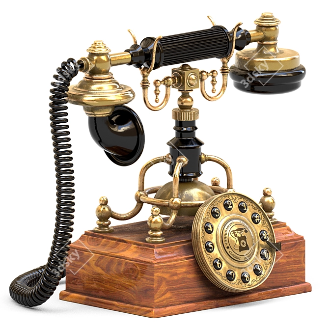 Vintage Retro Rotary Dial Phone 3D model image 3