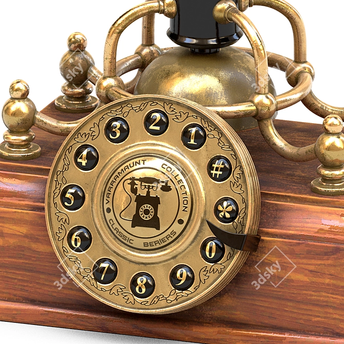 Vintage Retro Rotary Dial Phone 3D model image 4