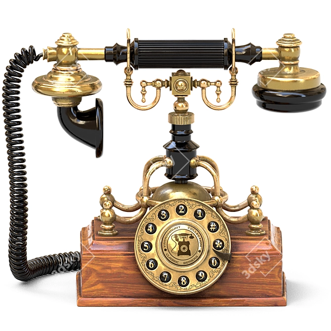 Vintage Retro Rotary Dial Phone 3D model image 5