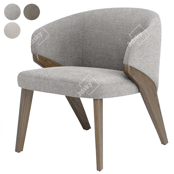 Elegant Nora Armchair: Bross Italy 3D model image 3