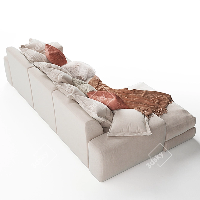 Modular Wodge Chaise Sofa: Sleek Design, Maximum Comfort 3D model image 6