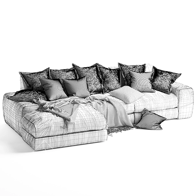 Modular Wodge Chaise Sofa: Sleek Design, Maximum Comfort 3D model image 7