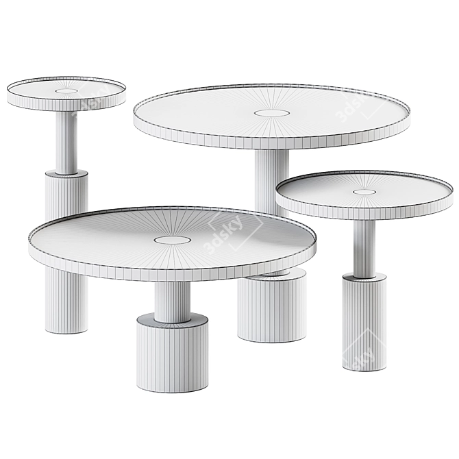 Stylish Concrete Side Tables 3D model image 2