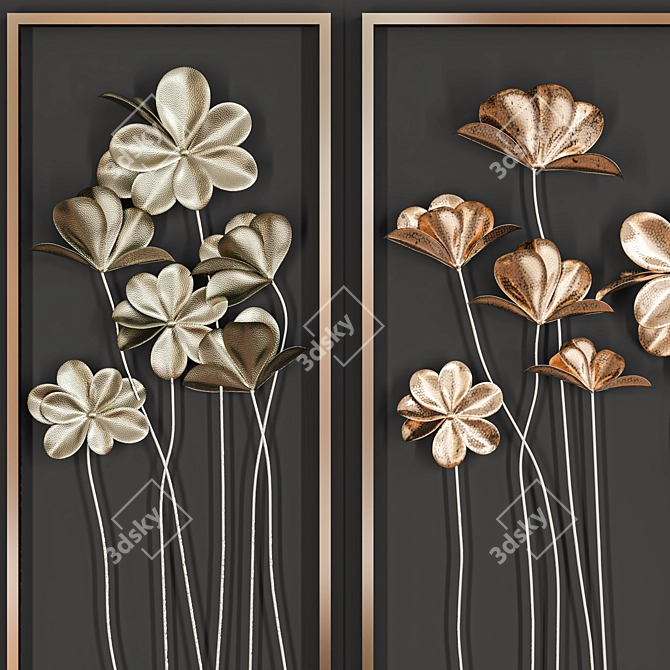 Metal Tulips Wall Art: Elegant Floral Decor 3D model image 3