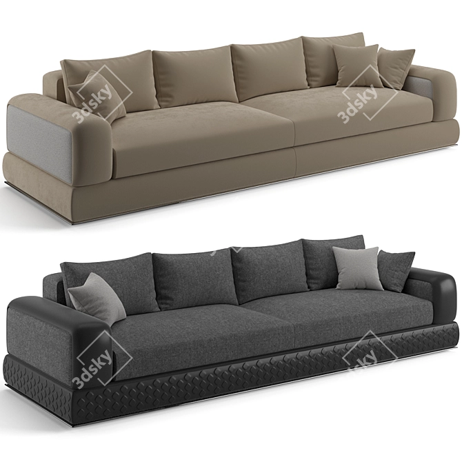 Westbury Low Armrest Sofa - Luxury Living at its Finest 3D model image 1