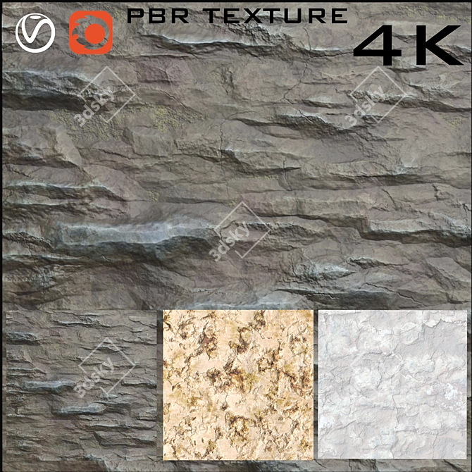 4K Rock PBR Texture Pack 3D model image 1