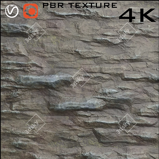 4K Rock PBR Texture Pack 3D model image 2