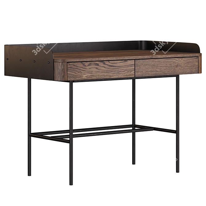 Cosmorelax Grotto Desktop: Elegant Wood and Metal Workstation 3D model image 1