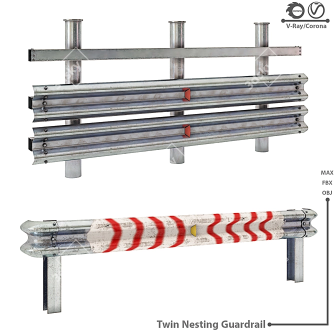 Space-Saving Twin Guardrail 3D model image 8