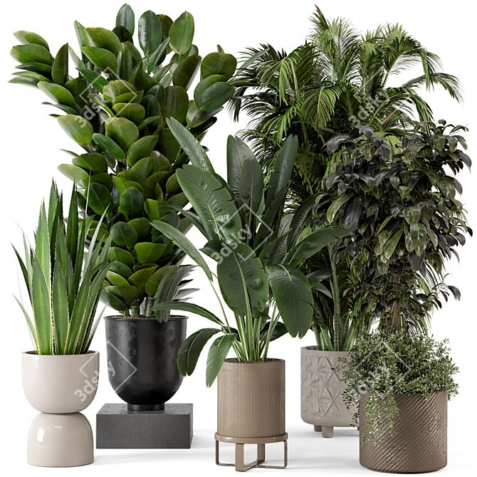 Ferm Living Bau Pot Large Set: Stylish Indoor Plants 3D model image 1