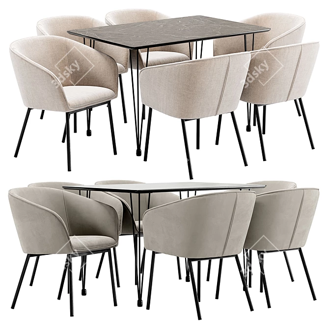 Modern Mitis Dining Set: Stylish Chairs and Sleek Table 3D model image 1