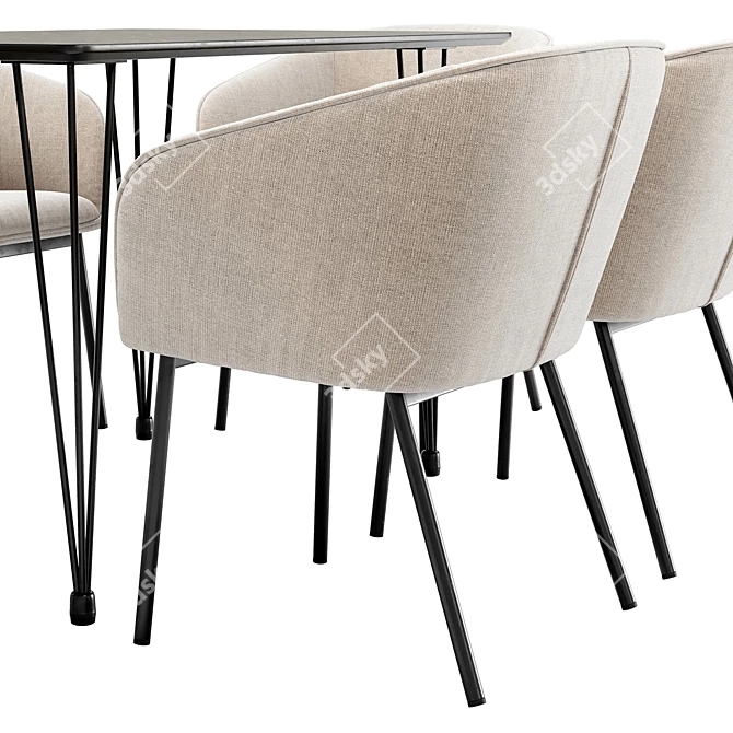 Modern Mitis Dining Set: Stylish Chairs and Sleek Table 3D model image 3